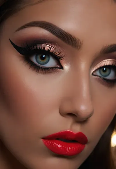 ziprealism, (stunning eyes, flawless makeup, bold eyeliner, heavy eyelashes:1.6), (sensual, anticipation, desire, seduction), (avant-garde experimental photography, ethereal lighting), (sharp focus on eyes, extreme closeup), (sharp contrasting silhouette, profile, Dutch Angle:1.2), (shallow depth of field, soft bokeh, layered composition with subtle foreground)
