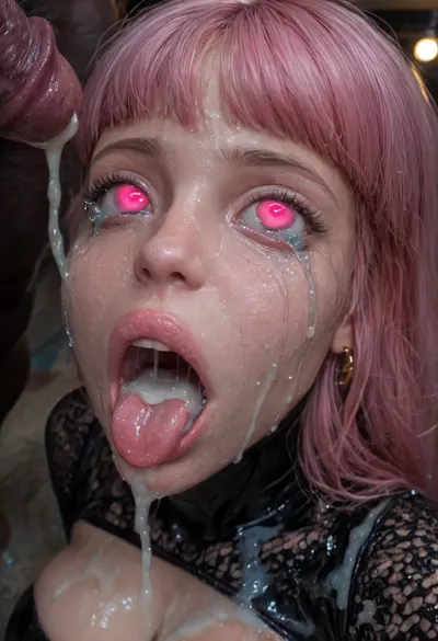 18 year old PETITE EBONY BIMBO CUTIE WITH HUGE ROUND FAKE BREASTS IS MIND CONTROLLED AND RESTRAINED TO A BONDAGE DEVICE, SHE IS HYPNOTIZED TO BE A CUM SLAVE FOR VIEWER'S hyper gigantic MASSIVE BLACK HORSEcock, SHE'S HYPNOTIZED BY VIEWER TO BE EXTREMELY DESPERATE AND TERRIFIED OF HIS gigantic thick BLACK HORSEcock, UHD 8K, extreme realism, maximum detail, PERFECT WET DARK SKIN, RANDOM VIEW ANGLE, RANDOM POSE, HYPNOSIS, SHOCKED EXPRESSION, (INTENSE SAD CRYING:1.9), BUKKAKE, (MESSY long MULTICOLOR hair), YOUNG EBONY HOTTIE BIMBO WITH ENORMOUS SILICONE TITS IS OBSESSED WITH VIEWER'S ENORMOUS BLACK HORSECOCK, she is DISGUSTED WHILE kissing the tip of HIS MASSIVE BLACK HORSEcock and licking the cum, SHE'S DISGUSTED BY HUGE BLACK HORSEcock, SUPER EXCITED eyes GLOWING WITH INTENSE SHOCK, EYES WIDE OPEN IN SHOCK, (BRIGHT GLOWING MINDLESS PINK eyes:2), she is HYPNOTIZED TO WORSHIP VIEWER'S MASSIVE BLACK HORSECOCK, EXTREME BUKKAKE BY HUGE BLACK HORSECOCKS, EXCITED SHOCKED extreme orgasm face, (EXTREME AHEGAO FACE:1.8), lots of thick runny cum on her EBONY BIMBO face and lips and chin and forehead, (tinkerbell99, aged 20), SUPER FIT BLACK BIMBO BODY, WEARING FISHNET CATSUIT, (VERY BIG ROUND FAKE BIMBO BOOBS), EXTREME HYPER BUKKAKE, perfect composition of lights and shadows, (After massive bukkake cum), dynamic, the brightest image, clear focus, depth of field, 32k, 30 mm lens, 1/250 s, f/2.8, ISO 300, excessive thick runny cum on face, lots of cum on breasts, lots of cum on hair, cum in mouth, close-up, cowboy, shot, high, angle, skinny, body, igbaddie, tongue, out, ahegao, drool, melanin, <lora:JustCum:2>, <lora:cum_in_eye_deepmind:2>, <lora:igbaddie-XL:2>, <lora:ahegao_mr_chrisma:2>, <lora:melanin-XL:2>