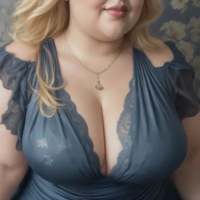 Close-up, portrait, ((20 yo plumper girl)), (obese:1.2), ((chubby face)), detailed face, flirting smirk, broad jawline, soft facial features, short blond pixie haircut, huge tits, (huge empty boobs:1.1), dark blue long tight dress, cleavage, hollowback, seductive pose, kl, jnnr, woman, dark, flareminidress, ultra detailed image, krisp and sharp, high contrast