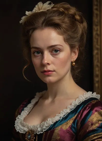 portrait of an English lady of 19th century, Rubens style