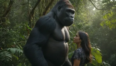 Black gorilla's embrace