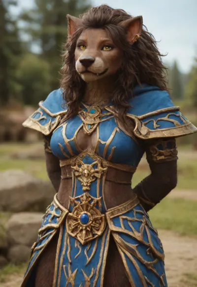 masterpiece, best quality, highly detailed, 4k, octane render, hdr, highly detailed face, (anthro black fur worgen from world of warcraft body:1.7), ((worgen from world of warcraft mage clothing:1.3)), body view