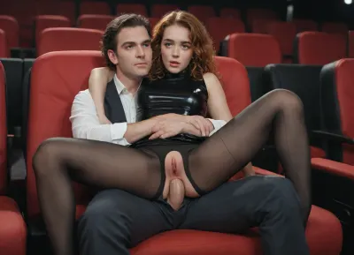 A moment in crimson and black: a tale of an unforgettable creampie in the movie theater