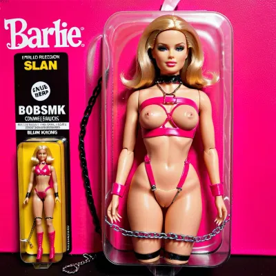 Barbie doll of a bdsm model, unopened packaging, blond hair, middle length hair, bare breasts, included accessories, pink dominatrix outfit, gags, whips, chains, collars, <lora:bdsm_SDXL_1_:.5>, <lora:250179_training_data:.5>, <lora:gonza_v2:.5>