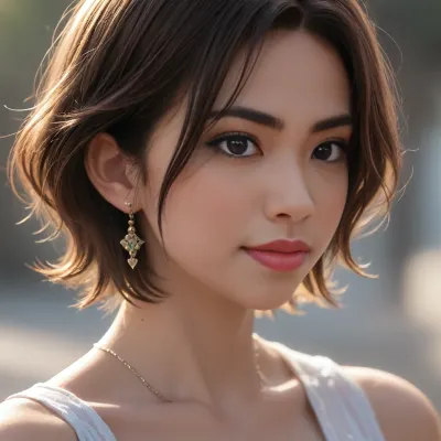 close-up, profile view of a stunningly beautiful woman with short blond pixie hair, sweet shy smile, erotic seductive look, 4ng3l, face, <lora:SDXL_BetterFaces-LoRA_v1:.9>, <lora:add-detail-xl:1.8>