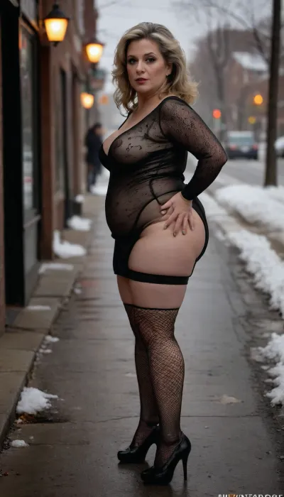 50 years old woman, A vulgarly totally dressed fat middle-aged prostitute standing looking for customers on the sidewalk of the state road, fishnet hold-ups torn on the thighs, . Wedge shoes, Bright makeup, false eyelashes.big Silicone ass, saggy tiny breast, snow and rein, jumpingflareminidress, tiny breasts, <lora:flaredress:.5>, <lora:220437_training_data:.5>, veinyonez, chubbyonez, matureonez, <lora:realboobzXL:.5>