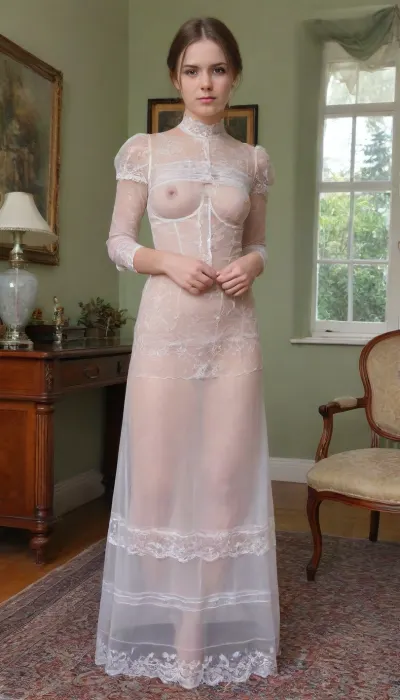 The transparent veil: a moment of unintended exposure in a sumptuous victorian drawing room