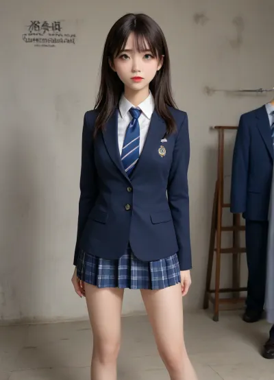 A digital dream: the study session of the tall, cute anime schoolgirl