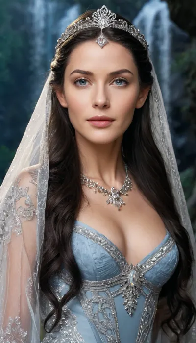 Silver moonlight: an ultra-realistic portrait of elven princess arwen undómiel in rivendell