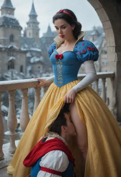 Moonlit passion: snow white's intimate night on the balcony - a tale of cunnilingus and desire