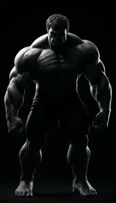 (((black and white drawing))), (no colors), hulk from the MARVEL universe, black background, (((full body view))), PEHighContrast, Simple, Background, high, Contrast, <lora:PE_HighContrastStyleV1:2>, <lora:dark:1.5>