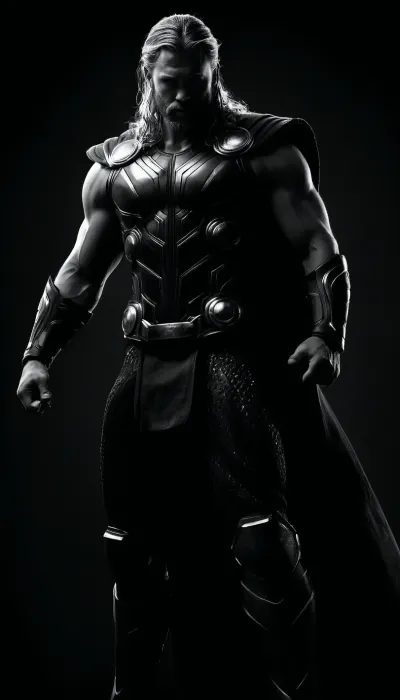 (((black and white drawing))), (no colors), thor from the MARVEL universe, black background, (((full body view))), PEHighContrast, Simple, Background, high, Contrast, <lora:PE_HighContrastStyleV1:2>, <lora:dark:1.5>
