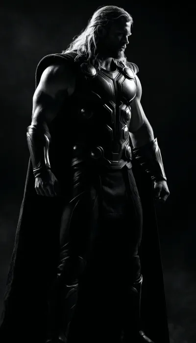 (((black and white drawing))), (no colors), thor from the MARVEL universe, black background, (((full body view))), PEHighContrast, Simple, Background, high, Contrast, <lora:PE_HighContrastStyleV1:2>, <lora:dark:2>