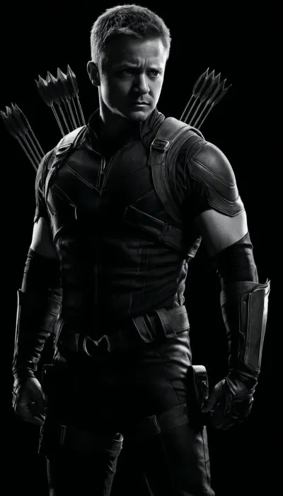 (((black and white drawing))), (no colors), hawkeye from the MARVEL universe, black background, (((full body view))), PEHighContrast, Simple, Background, high, Contrast, <lora:PE_HighContrastStyleV1:2>, <lora:dark:2>