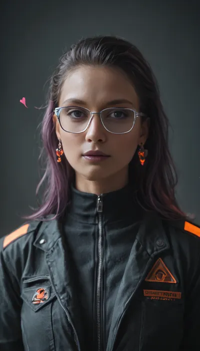 Ultra-realistic cyberpunk portrait, emotion analyst with empathy detection visor, mood spectrum interface glasses, soft-tech jacket with emotional modifications, warm gradient circuit patterns in coral and lavender, compassionate understanding features with empathy implants, deeply caring expression, dramatic emotional aura lighting with floating heart rate patterns, 50mm lens f/1.4, cinematic depth of field, 8K photorealistic quality, detailed textures, emotional data center background with mood visualization