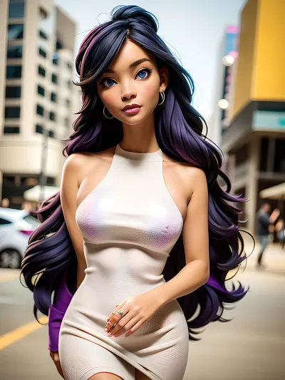 Beth, a cyberpunk girl with her beautiful studio apartment, stood in front of a digital painting. She had an ultra-realistic portrait that was detailed to the last pixel. Her hair was smooth and braided, with vibrant details that made her