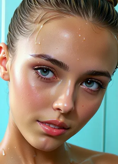 Kristina Pimenova, 젊은 모델, 그녀의 Canon EOS R3 카메라와 비 사진 촬영에 대 한 구성. 사진은 8k 해상도로 촬영되었으며 완벽한 몸과 피부 톤을 전시했습니다. 사진 촬영