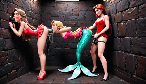 Em um mundo futurista onde AI e sereias coexistem, Rapunzel é uma estrela pornô alta e esbelta com mini vestidos vermelhos. Ela é conhecida por sua capacidade de levar paus enormes até seu cu e adora usar dildos como