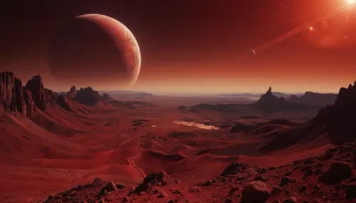 Des sables rouges et des flèches éclatantes : une expédition dans le paysage pourpre du futur

- Oui.

Dans un avenir lointain, un paysage incroyable s'est déployé sur une autre planète. Une vaste étendue cramoisi s'étendait jusqu'à ce que l'œil puisse voir, interrompue seulement par des structures éthérées imposantes, qui brillent faiblement sous le soleil extraterrestre.