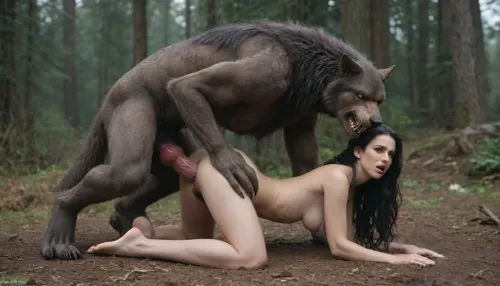 werewolf brutally fucks Yennefer of Vengerberg, she moans very loudly with pain, vaginal sex, publicly, doggy style, sex with werewolf, werewolf knotted penis in her pussy, pain, suffering, agony, (fully nude), (full-length image), (massive hairy and thick pubic bush, extremely hairy between legs, natural unshaved private parts, unkempt wild long thick natural pubes, unkempt long and thick pubic hair, extremely hairy, long and thick pubic hair, long and wild pubes), excessivepubichair, <lora:253562_training_data:.8>