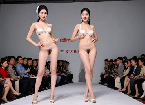 (fashion week, modern, white background, audience are taking pictures, runway fashion show:1.3), (1girl, asian, tall model, Chinese traditional white bra, slender body, naked long legs:1.3), (no clothes:1.3), (camera is shooting bottom up:1.4), (CHINESE opera actress, nude, without makeup, chinese face:1.2), black hair, Chinese traditional hair style, horsetail hair style, (white sexy underpanties:1.2), long legs, (white high heels shoes:1.2), h41ry, chinese, peking, opera, fashion, show, podium, walks, posing, from, below, shoes, delicate, detailed, eyes, <lora:h41ry:.9>, <lora:MaybeBetterFaceInFullBodyLora_XL_rev3:1.2>, <lora:504406_training_data:1.9>, <lora:chinese_peking_opera:.8>, <lora:underanglexl16:1.2>