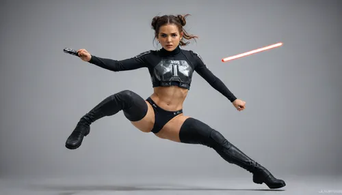 Best Award winning photo, ((1girl is visible on foreground)), ((4_Stormtroopers from Star Wars is visible in frame)), Stunning_Beauty, Caucasian, 18yo, 1girl, full body, (looking at viewer:1.7), (curvy, petite, gymnastic body:1.3), shaped slim legs, thin waist, perfect onion booty ass, (small plump, flat-chest, muscular abs), (highly detailed eyes:1.2), (bright blue sharp eyes:1.2), (glossy eyes:1.2), matte skin, pores, wrinkles, sharpness, crystal clear, cute face, narrow fsce, (highlydetailed face:1.2), (superrealistic face:1.2), (detailed hands), (detailed fingers), (brown hair two big cinnamon buns), (girl dressed in long black leather coat, long sleeve, black thigh-high boots, Daring, metal black armor panties), (1girl holds only one red lightsaber in both hands), (Rim Light, lightsaber pointed at viewer), ((Soft Glow, only one lightsaber is visible in the frame)), wide spread legs, knees bent, ((dynamic pose:1.8), jumping:1.8), ((Stormtroopers full dressed on Stormtrooper_white_armor_from_Star_Wars)), .

On Dystopian black Background, heavy mist, dark gritty aesthetics, futuristic elements, sense of oppressive atmosphere, dark, rich, Deep shadows, somber, muted, obscure, Wide angle, chaotic cabin in background, enhanced details, dynamic beauty of the scene.

Neon, bright, luminous, wide range of tones, Neon glow, vibrant colored lights reflecting on the character's face, faint accent lights, best shadows, Dramatic light, cold and mystical atmosphere, eye catching composition, very aesthetic, intricate, elegant, newest, emptiness, spaciousness.

Photo of the most beautiful artwork in the world, professional majestic photography, masterpiece, artstation, concept art, best quality, amazing quality, highly detailed, ultra detailed, Super realism, cinematic, clear image.

64K, HDR, UHD, film_grain, score_9, score_8_up, score_7_up, score_6_up, score_5_up, score_4_up, Ultra-high resolution, Super high resolution, Professional quality, Hyper-detailed, Meticulous, Photorealistic, Photography realistic, Hyperrealistic, Golden ratio, Bright, ethereal, Gold, silver, black, purple.

Leica M10, dslr, Wide-Angle Lens 35mm, full shot, wide angle action scene, foreshortening, (Dutch angle:1.2), interesting angle, (Zoom out:2), ((full length photo:2)), (sharp focus), (forced zoom out:1.8), (depth of field:1.5), (not close up), vast scenery, small aperture, maximum sharpness, (High-angle perspective), (extreme forced dramatic perspective:.25), (sharp focus on girls face:1.8), Knee Level Shot.

Stunning_Beauty, mad-cttrs, detailxl, <lora:add-detail-xl:2>, <lora:Stunning_Beauty_XL-000009:2>, <lora:xl_more_art-full_v1:2>, <lora:Neon_Cyberpunk_SDXL_Cutters:2>, <lora:Adjust_SDXL_v3.0:2>