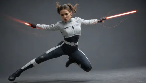 Best Award winning photo, ((1girl is visible on foreground)), ((4_Stormtroopers from Star Wars is visible in frame)), Stunning_Beauty, Caucasian, 18yo, 1girl, full body, (looking at viewer:1.7), (curvy, petite, gymnastic body:1.3), shaped slim legs, thin waist, perfect onion booty ass, (small plump, flat-chest, muscular abs), (highly detailed eyes:1.2), (bright blue sharp eyes:1.2), (glossy eyes:1.2), matte skin, pores, wrinkles, sharpness, crystal clear, cute face, narrow fsce, (highlydetailed face:1.2), (superrealistic face:1.2), (detailed hands), (detailed fingers), (brown hair two big cinnamon buns), (girl dressed in long black leather coat, long sleeve, black thigh-high boots, Daring, metal black armor panties), (1girl holds only one red lightsaber in both hands), (Rim Light, lightsaber pointed at viewer), ((Soft Glow, only one lightsaber is visible in the frame)), wide spread legs, knees bent, ((dynamic pose:1.8), jumping:1.8), ((Stormtroopers full dressed on Stormtrooper_white_armor_from_Star_Wars)), .

On Dystopian black Background, heavy mist, dark gritty aesthetics, futuristic elements, sense of oppressive atmosphere, dark, rich, Deep shadows, somber, muted, obscure, Wide angle, chaotic cabin in background, enhanced details, dynamic beauty of the scene.

Neon, bright, luminous, wide range of tones, Neon glow, vibrant colored lights reflecting on the character's face, faint accent lights, best shadows, Dramatic light, cold and mystical atmosphere, eye catching composition, very aesthetic, intricate, elegant, newest, emptiness, spaciousness.

Photo of the most beautiful artwork in the world, professional majestic photography, masterpiece, artstation, concept art, best quality, amazing quality, highly detailed, ultra detailed, Super realism, cinematic, clear image.

64K, HDR, UHD, film_grain, score_9, score_8_up, score_7_up, score_6_up, score_5_up, score_4_up, Ultra-high resolution, Super high resolution, Professional quality, Hyper-detailed, Meticulous, Photorealistic, Photography realistic, Hyperrealistic, Golden ratio, Bright, ethereal, Gold, silver, black, purple.

Leica M10, dslr, Wide-Angle Lens 35mm, full shot, wide angle action scene, foreshortening, (Dutch angle:1.2), interesting angle, (Zoom out:2), ((full length photo:2)), (sharp focus), (forced zoom out:1.8), (depth of field:1.5), (not close up), vast scenery, small aperture, maximum sharpness, (High-angle perspective), (extreme forced dramatic perspective:.25), (sharp focus on girls face:1.8), Knee Level Shot.

Stunning_Beauty, mad-cttrs, detailxl, <lora:add-detail-xl:2>, <lora:Stunning_Beauty_XL-000009:2>, <lora:xl_more_art-full_v1:2>, <lora:Neon_Cyberpunk_SDXL_Cutters:2>, <lora:Adjust_SDXL_v3.0:2>