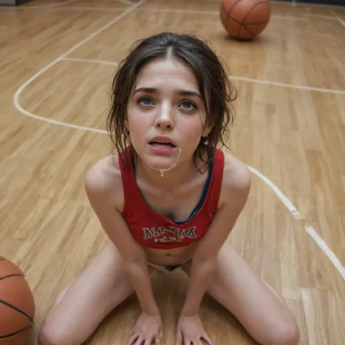 40 years old petite and short with black hair with a one up bun and dressed basketball clothes, massively fucked by many basketball players with their big cocks in her pussy, deepthroad, petite, small breasts, skinny, short body, clothes, pain face, in a basketball pavillion, scared face, crying, extreme cumshot, cum on face, cum on body, panties down, high details, face high details, cum in face, ILON, <lora:d18cb3d3-04ed-48a9-aa75-b74edefbf746.TA_trained:1.2>