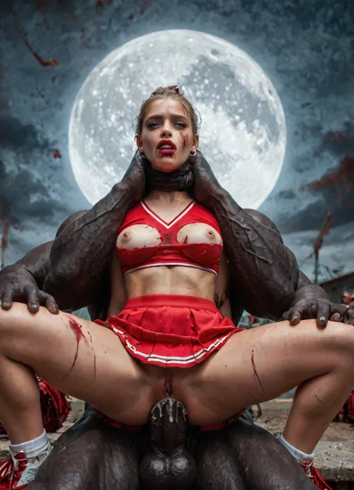 18yo cheerleader together on a bus, British, gorgeous, (looking at viewer:1.4), detailed, 8k, beautiful, young, 18, skinny legs, anorexic, noses, (under five feet tall), (red lipstick), (false eyelashes), (long eyelashes), long hair, blond hair, pigtails, red ties in hair, red cheerleader outfits, (red cheerleader skirts), (red cheerleader tops), (perfect ass), (skinny ass), (skinny), (skinny legs), (lifting skirt to reveal panties), seductive, (detailed clothing), (detailed background), (two girls), red cheerleader outfit, (red cheerleader skirt), (red cheerleader top), lora, AdAmericana, 1.2> sluts, (cum all over her face), DDD tits, red cheerleader skirt, athletic, gymnast body, (blonde hair:1.2), skinny, pony tails, ribbons in hair, ((high detailed skin)), high quality, detailed skin texture, (highly detailed hair), sharp body, highly detailed body, (realistic), sharp focus, insanely detailed, highest quality, shirtlift, miniskirt, (bus:1.2), (sat on bus:1.3), (cheerleader uniform), perfect skin, ponytail, perfect round butt, smooth skin, green eyes, erected nipples, very small erected atria, realistic, smal hipps, score_9, score_8_up, score_7_up, absurd_res, hi_res, anime_source, realistic faces, detailed faces, realistic pussy, detailed pussy, perfect legs, perfect fingers, perfect anatomy, perfect composition of lights and shadows, dynamic, the brightest image, clear focus, pussy_juice, realistic fluids, exhausted, rolling_eyes, detailed face, intricate details, hyperdetailed, very aesthetic, motion_lines, (in a bloody filed after a battle, white full moon in the sky:1.4), (man is choking her from behind:1.2), ((hogtied, bound with large chains, crucified to a torture table, spikes through hands:1.3)), (torture:1.12), (large sharp sword in anus:1.12), cock in mouth, (brutal face fuck), (cum drips from mouth:1.3), ultra hd, photorealistic, hyper gigantic large black cock in mouth, (((hyper gigantic large black cock in mouth:1.3))), oral cream pie, hair grab, sad crying, gangbang, double anal penetration, anal spitroast, groupsex, deepthroat, (4 gigantic African black brute thug, huge trunklike arms, huge head, hyper muscular body, dressed in slave clothes:1.6), (pulled nipples:1.2), (anal spit roast:1.2), (((hyper large cock in mouth:1.3))), screaming, shocked, deep anal penetration, Uber realistic, ultra detailed, masterpiece, arched back, detailxl, 35mm photograph, film, professional, 4k, 1girl, 5 boys, hdr, photographic, ultra realistic, ultra high details, back light, (front view), (dynamic pose), best quality, incredibly lean body, anal sex, with large muscular black men, gargantuan black cocks, large hyper muscular fat old men, (double anal sex), swollen white veiny cocks, (double anal penetration), hardcore double penetration, proper physics, big white cocks, muscular white double anal gangbang, <lora:Dark_Elf_Warrior:2>, <lora:Drow:2>, <lora:339100_training_data:2>, <lora:zavy-brbrn-sdxl:2>, <lora:LCMTurboMix_Euler_A_fix:2>