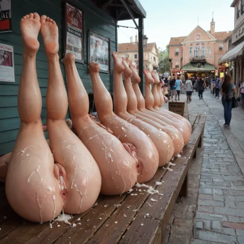 Bold display: a daring bukkake scene in high-definition public marketplace (4k ultra hd, hdr)