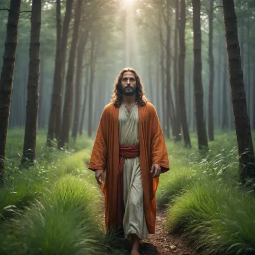 nature, forest. grass.rain. light shining. humidity. spark waves.interconnections kvantum. the interconnections of the universe. Om padma hum.dressed Jesus Christ djedai.