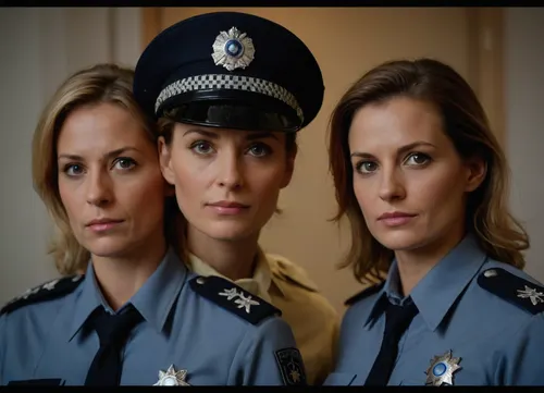 two women, attractive german policewomen, 50-years old, beautiful faces, various length of hair, having sex, front view