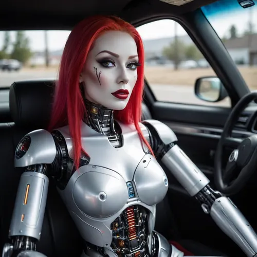 Gina Lynn robot sitting in car