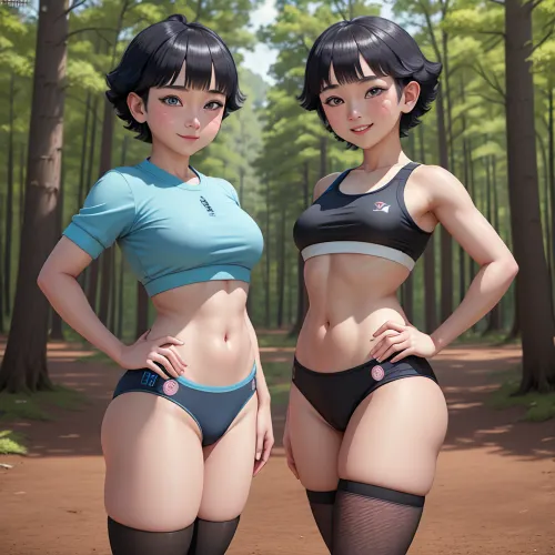 Uzumaki Himawari, 짧은 검은 머리와 대담한 파란 눈이있는 젊은 소녀, 그녀는 젊은 남자의 그룹을 알게 될 때 숲에서 그녀의 솔로 운동을 즐기고 있었다. 그들은 모든 착용된 피부 단단한 체육관 복장이었습니다
