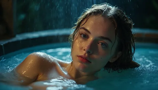 low angle. full shot. macrolens 18 year old slim, (((pale))), woman in a jacuzzi deep in the water, loud moaning, orgasm. only cute small ass peeking out of the water, lying on her side. very wet skin. darkest night, detailxl, perfecteyes, <lora:MJ52:.5>, <lora:lora-sdxl-perfect-eyes:.5>