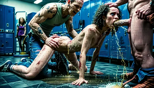((rape)), create violent sexual assault scene, (very pale woman), roleplay, roleplaying, (consensual rape roleplay:1.8), show room, (male, human, white), alien penis penetrating human organs, huge dick size, piercing, (pissing:1.8), <lora:nippleRing:.8>, <lora:tiedbreastsblue_XL_reg0_:.8>