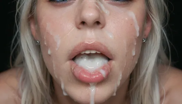 (Macro photo), (extreme close up:1.2), front view, Photorealistic, high resolution, professional photography, close-up of lips, zoom in on lips, topless, cum dripping from chin, tongue sticking out, black background, (Cum details), realistic cum, Prominent cum, (white cum:1.7), cum on, (Cum flows:1.2), (cum on body:1.3), cum on head, (cum on face:1.3), bukkake, ((body covered with semen)), cum, face, Face covered in cum, (A lot of cum:1.5), <lora:JustCum:.9>, <lora:cum_in_eye_deepmind:.9>