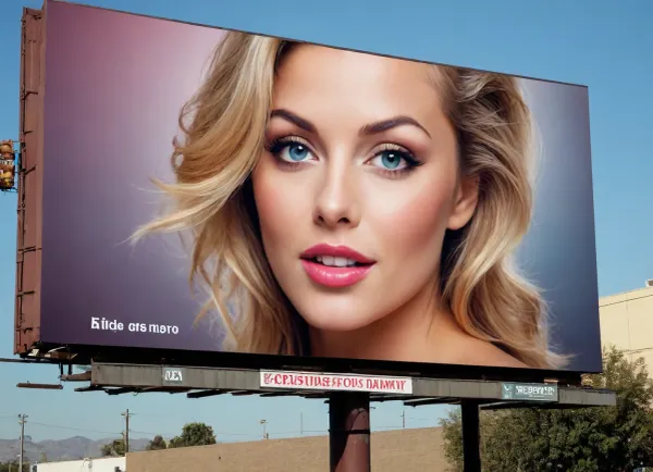 A billboard depicts a flirtatious adult woman. #©KITTYART

























#©KITTYART