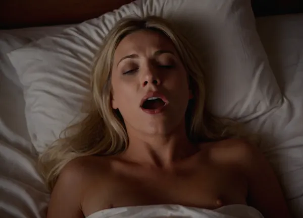 solo, 48y.o sexy blonde American woman, 1girl, sheet grab, blonde hair, realistic, open mouth, breasts, lying, closed eyes, bed sheet, long hair, on back, shadows, high contrast, negativeXL_D, FastNegativeV2, <lora:NaturalBodyV2.0:.6>, <lora:sd_xl_dpo_lora_v1:.8>