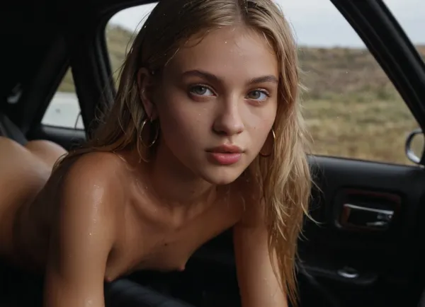 ((Pov blowjob in the car:1.2)), 1 beautiful innocent very junior girl 18 years old, natural blonde girl, showing ass, little ass, straight hair, detailed face, petite, horny, cute, white skin, hoop earrings, very narrow hips, sexy, young, skinny legs, looking at viewer, up-side-back, wanting to be fucked in doggystyle, wet pussylips, oiled body, lubed body, shiny body, wet body, sweaty, perfect resolution, photorealistic, badIrisNeg, Fixhand, NegfeetV2, supermodel, godpussy, 4ng3l, face, <lora:HandFineTuning_XL:.5>, <lora:Beautify-Supermodel-SDXL:.7>, <lora:ahxl_v1:.5>