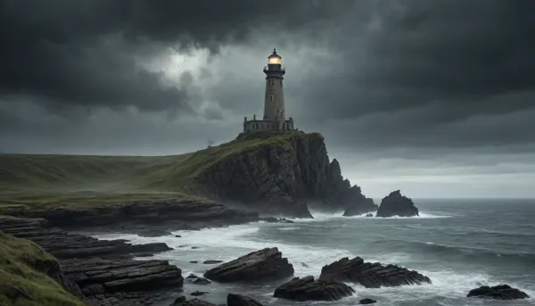Echoes from the cliff: an ancient lighthouse and a witch in the post-apocalyptic fog