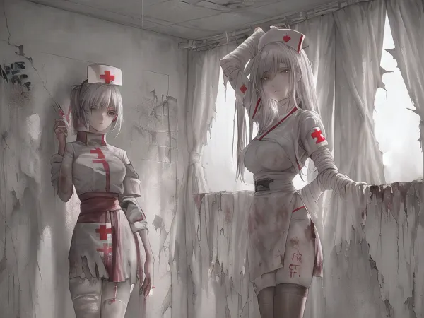 看護師の衣装の少女がカメラの前で立っていた、彼女の包帯は引き裂き服を披露します。 サイリンジを握り、冷たい目でビューアを見ました。 それにもかかわらず、彼女は彼女として恵みと尊厳で自分自身を保持しました