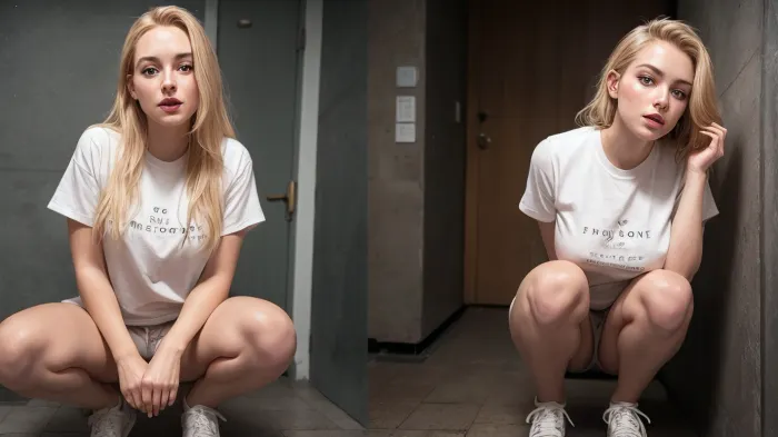 La joven, con su hermosa piel blanca y cuerpo perfecto, estaba tomando una imagen de sí misma en el baño público. Acababa de orinar en el suelo y estaba asfixiándose para limpiar cuando notó el flash de la cámara. Ella miró hacia abajo