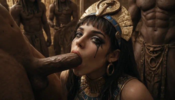 evil pale woman, bright hazel eyes, heavy egyptian makeup running, dirty boobs, egyptian headdress, blowbang, deepthroat, (egypt makeup:1.2), (egyptian men:1.1), (egypt tattoos:.8), (wide eyes:1), dark underworld scene, fire lighting, statues, face closeup, random angle, side eye looking at viewer, Half-Life, 2, beta, HL2, concept, art, <lora:stargateJackal-SDXL:.2>, <lora:stargateHorus-SDXL:.2>, <lora:dark:.2>, <lora:HL2Beta_XL004:.2>, <lora:xl_more_art-full_v1:.5>