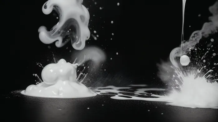 a horizontal spray of thick cum on black background