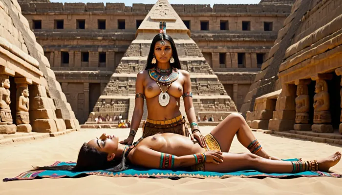 Sacred offering of the aztec maiden
