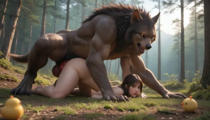 a werewolf fucks a naked chick ssbbw perky big hairy tits with large areolas, hyper size hairy ass, big round hairy ass, face down ass up hyper anal penetration from werewolf's huge red knot cock, very beautiful woman in a clearing, reddish brown hair. Werewolf claws digging into ass. Perfect face and eyes, perfect hands and fingers, high definition, ultra realistic, masterpiecea gloomy forest, among gnarled, gnarled trees illuminated by a full moon. Dark, Fantasy, page, <lora:Dark Fantasy:.5>