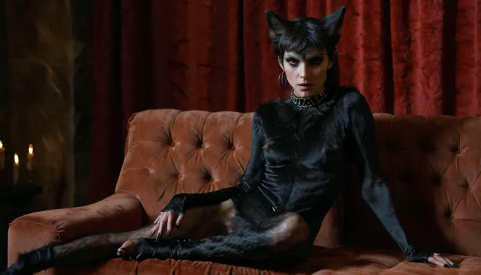 masterpiece, fit vascular, skinny, evil girl, couch, studio lighting, collar, (wearing torn very tightly fitted clothes), (intense possessed eyes), eyeliner, veiny legs, (intense veins all over her body), (black detailed vein texture), (transforming into a anorexic furry wolf:1.03), (infected bulging black veins), (intense detailed pussy texture:1.1), (sharp claws on her hands:1.03), pointed ears, (), wanapi, fur, all, fours, <lora:wanapi:1.4>