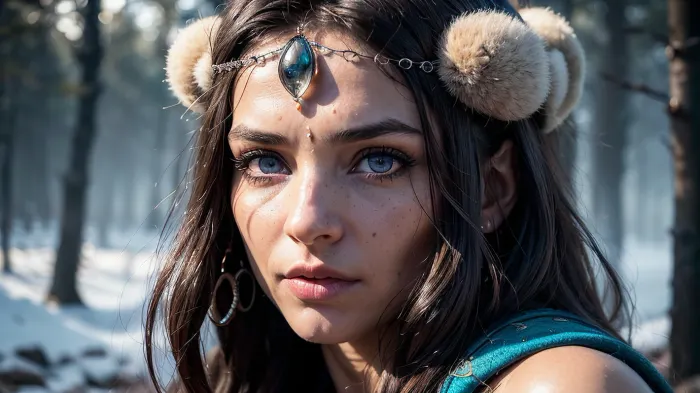 A stunning photorealistic Fae with a perfectly symmetrical face, striking eyes, and a perfect iris
