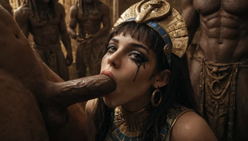 evil pale woman, bright hazel eyes, heavy egyptian makeup running, dirty boobs, egyptian headdress, blowbang, deepthroat, (egypt makeup:1.2), (egyptian men:1.1), (egypt tattoos:.8), (wide eyes:1), dark underworld scene, fire lighting, statues, face closeup, random angle, side eye looking at viewer, Half-Life, 2, beta, HL2, concept, art, <lora:stargateJackal-SDXL:.2>, <lora:stargateHorus-SDXL:.2>, <lora:dark:.2>, <lora:HL2Beta_XL004:.2>, <lora:xl_more_art-full_v1:.5>